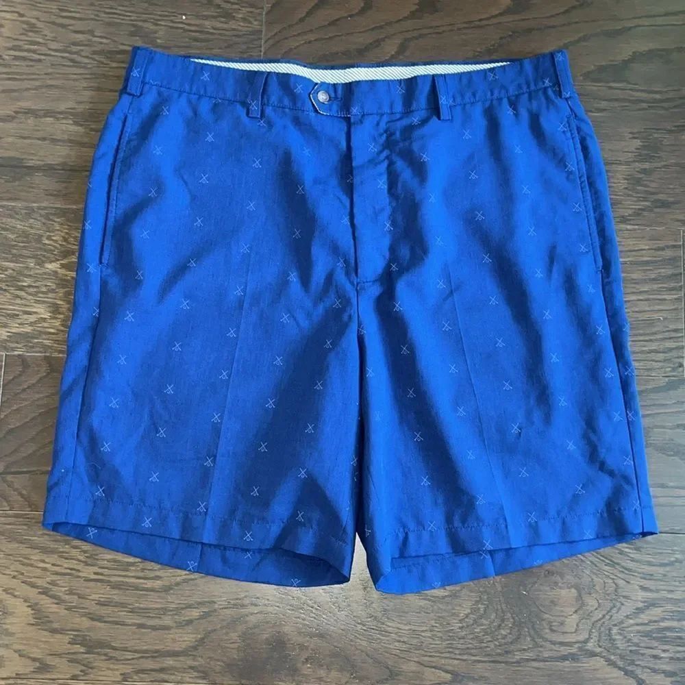 Duke Royal blue golf club prints Donald Ross Golf Resort flat front shorts 38